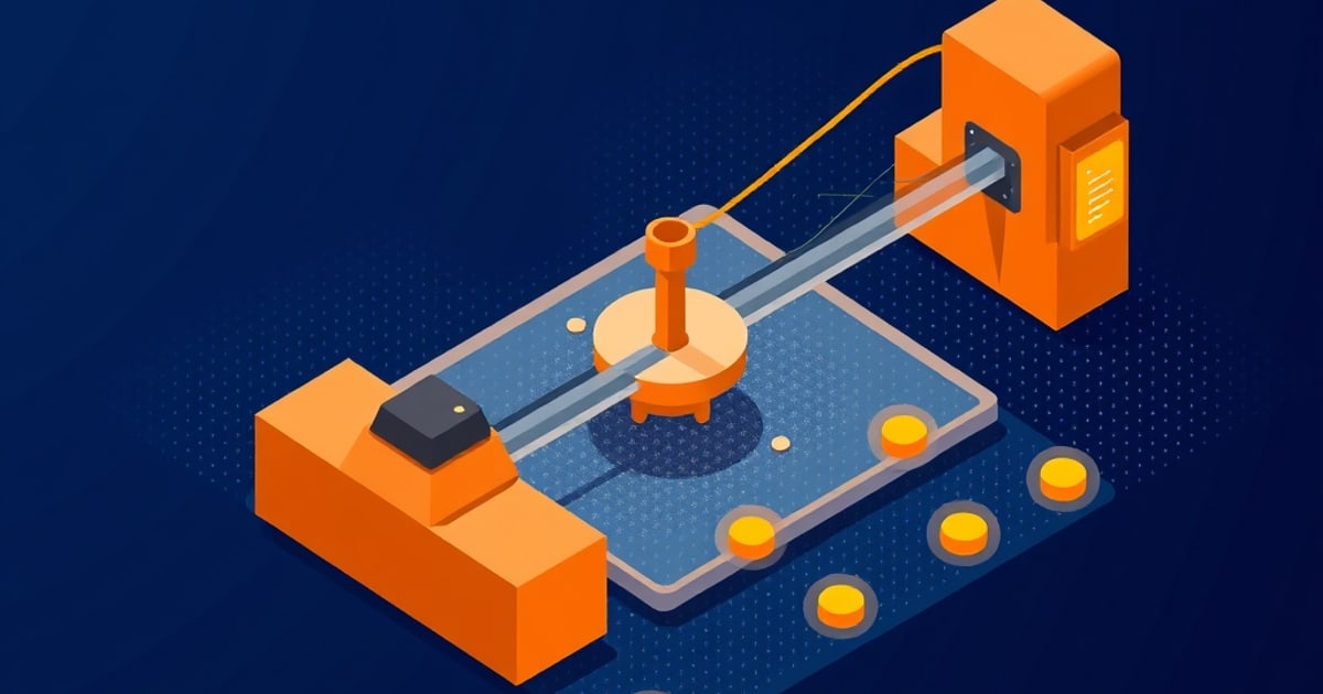 Isometric diagram of extruder assembly with filament marked at calibration distance points